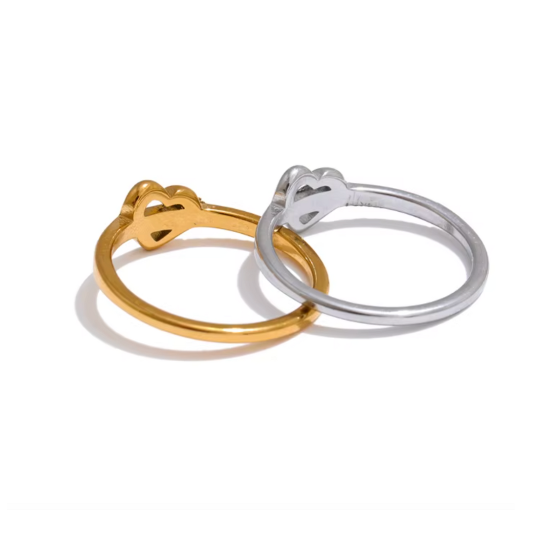 Bague d'amour chic en acier inoxydable