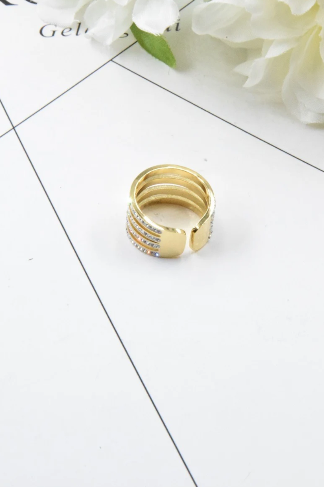 Bague dorée en acier inoxydable femme