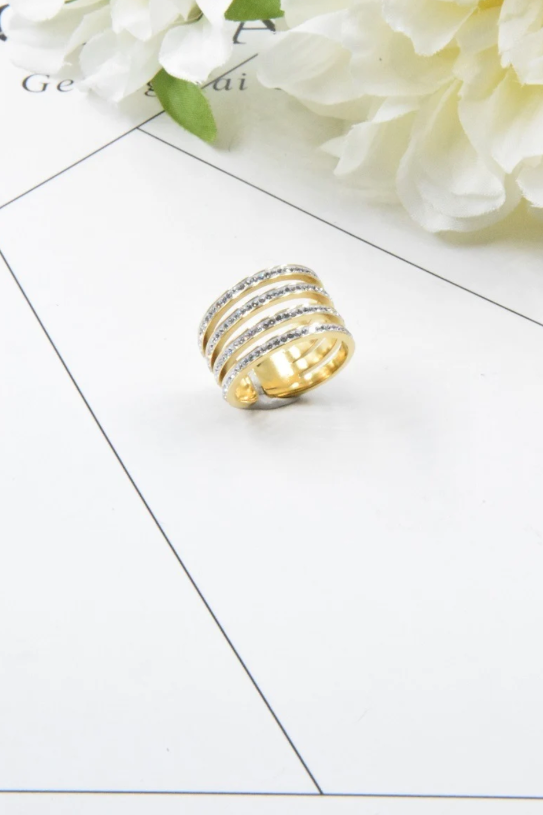 Bague dorée en acier inoxydable femme