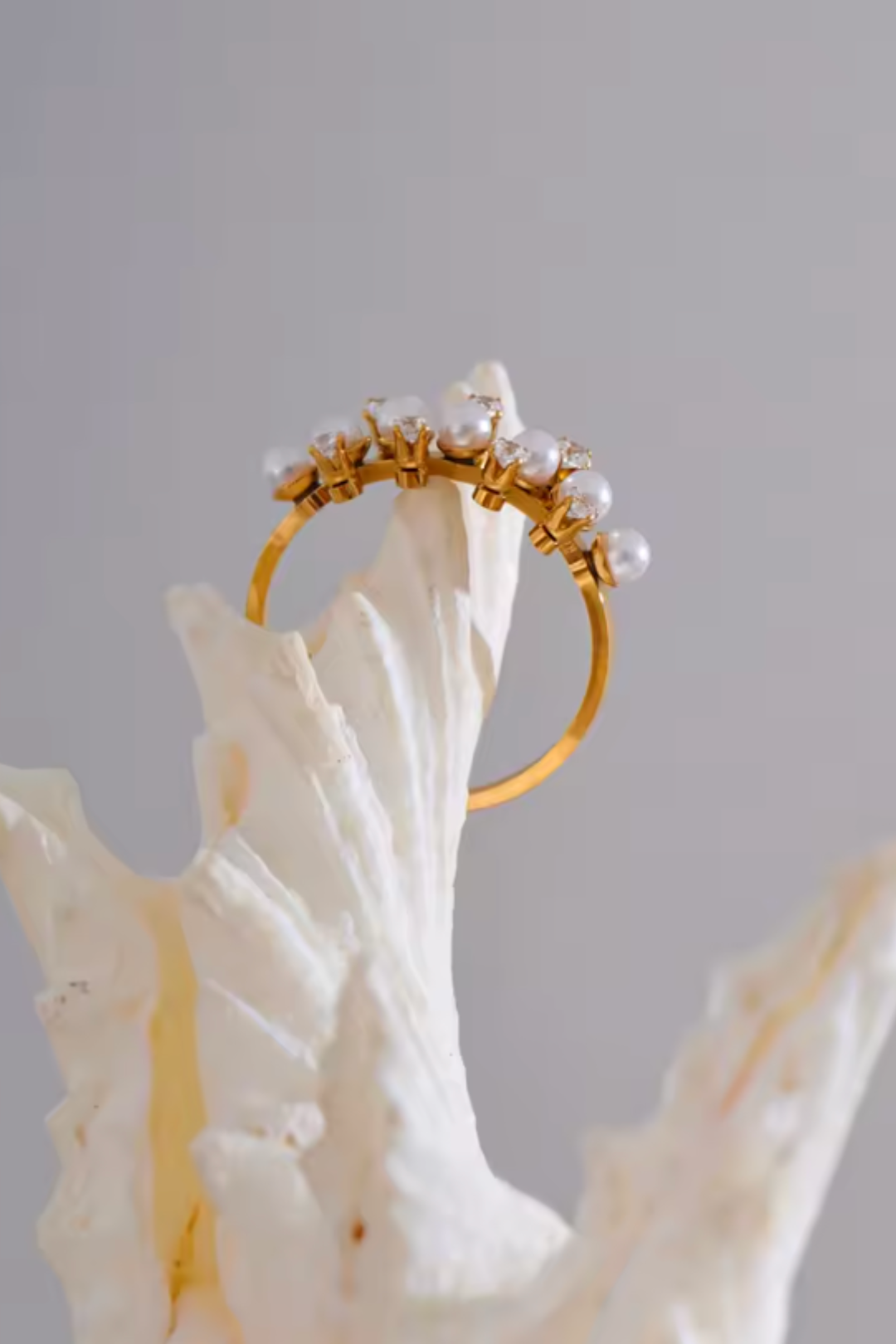 Bague dorée réglable femme en acier inoxydable