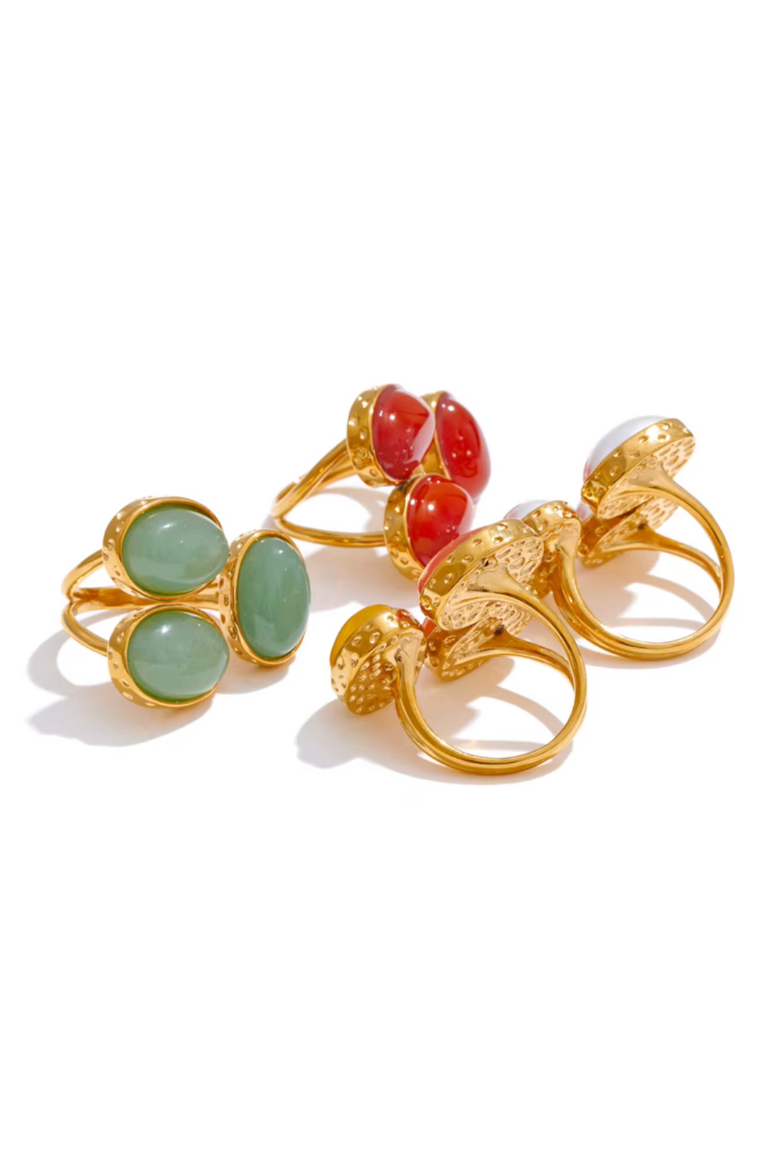 Bague en acier inoxydable avec pierre naturelle