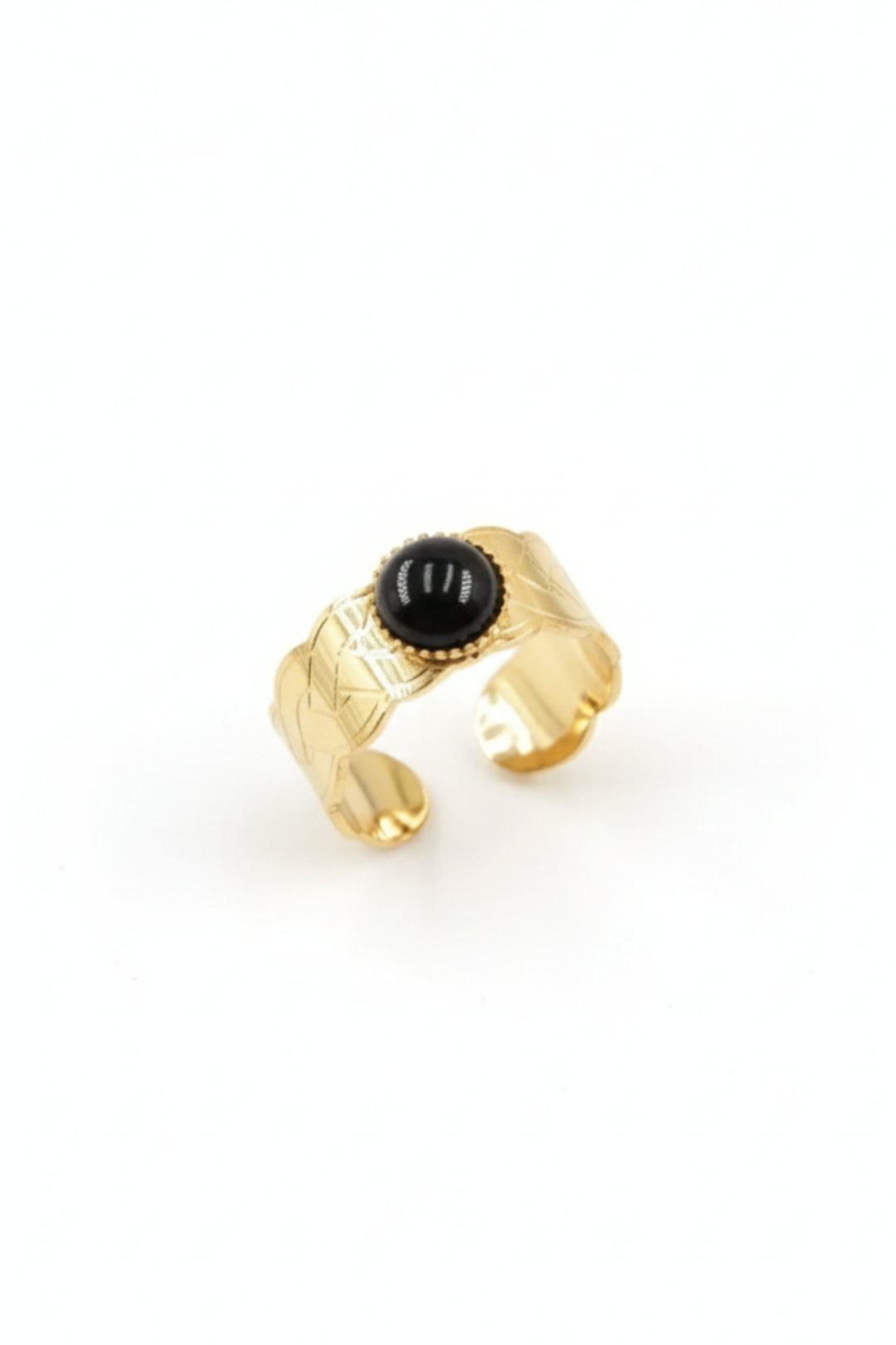 Bague en acier inoxydable ajustable Aura Noire
