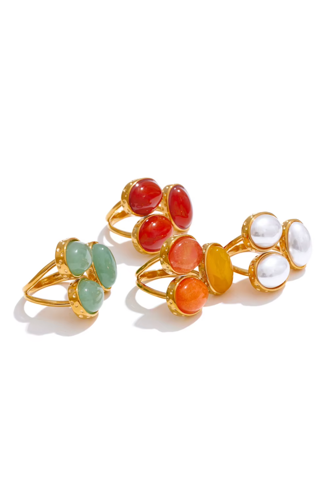 Bague en acier inoxydable avec pierre naturelle