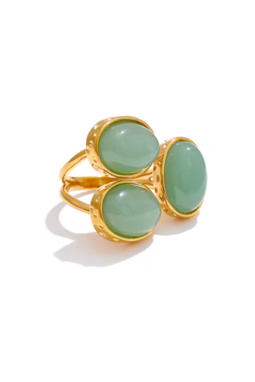 Bague en acier inoxydable avec pierre naturelle