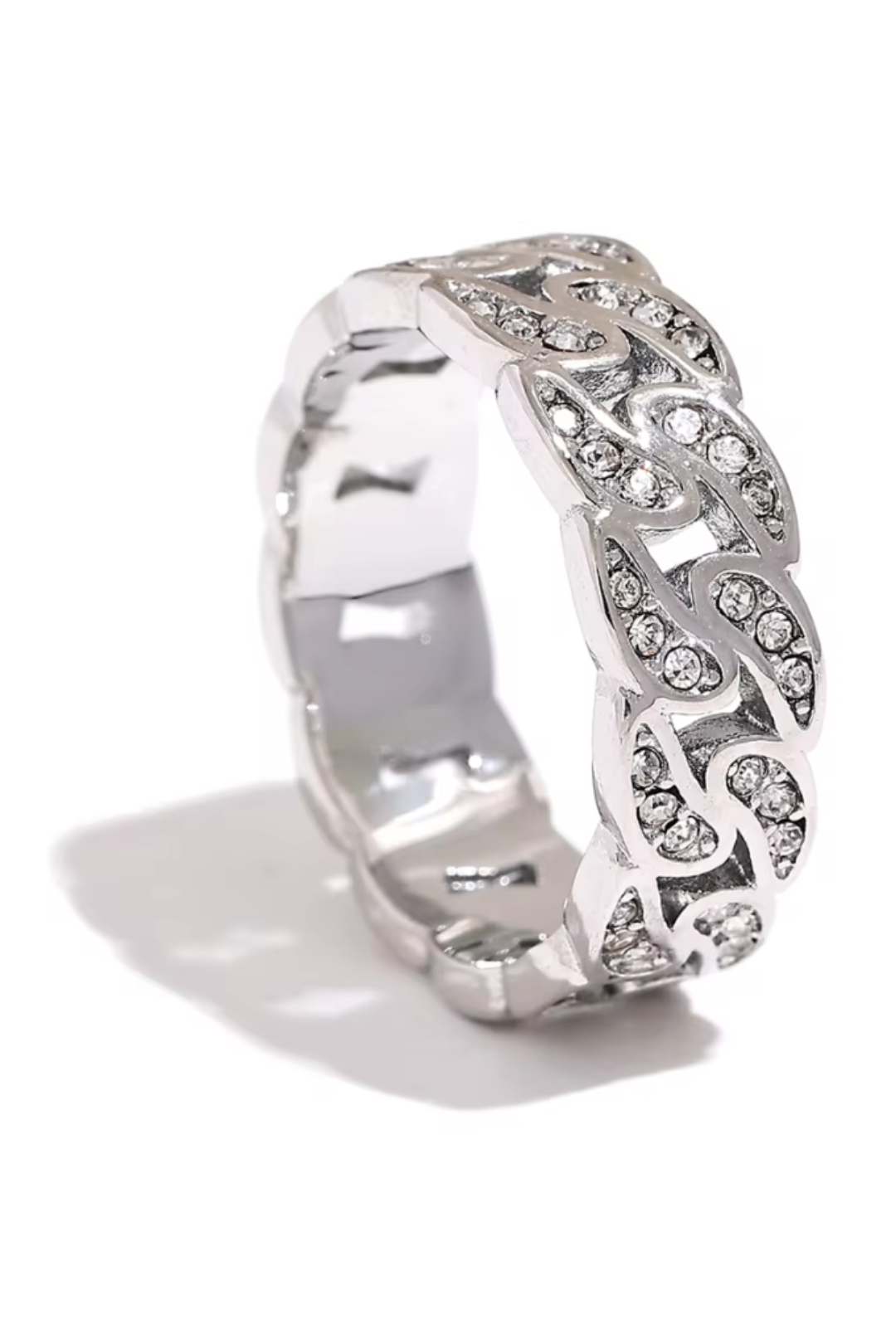 Bague en acier inoxydable zircon