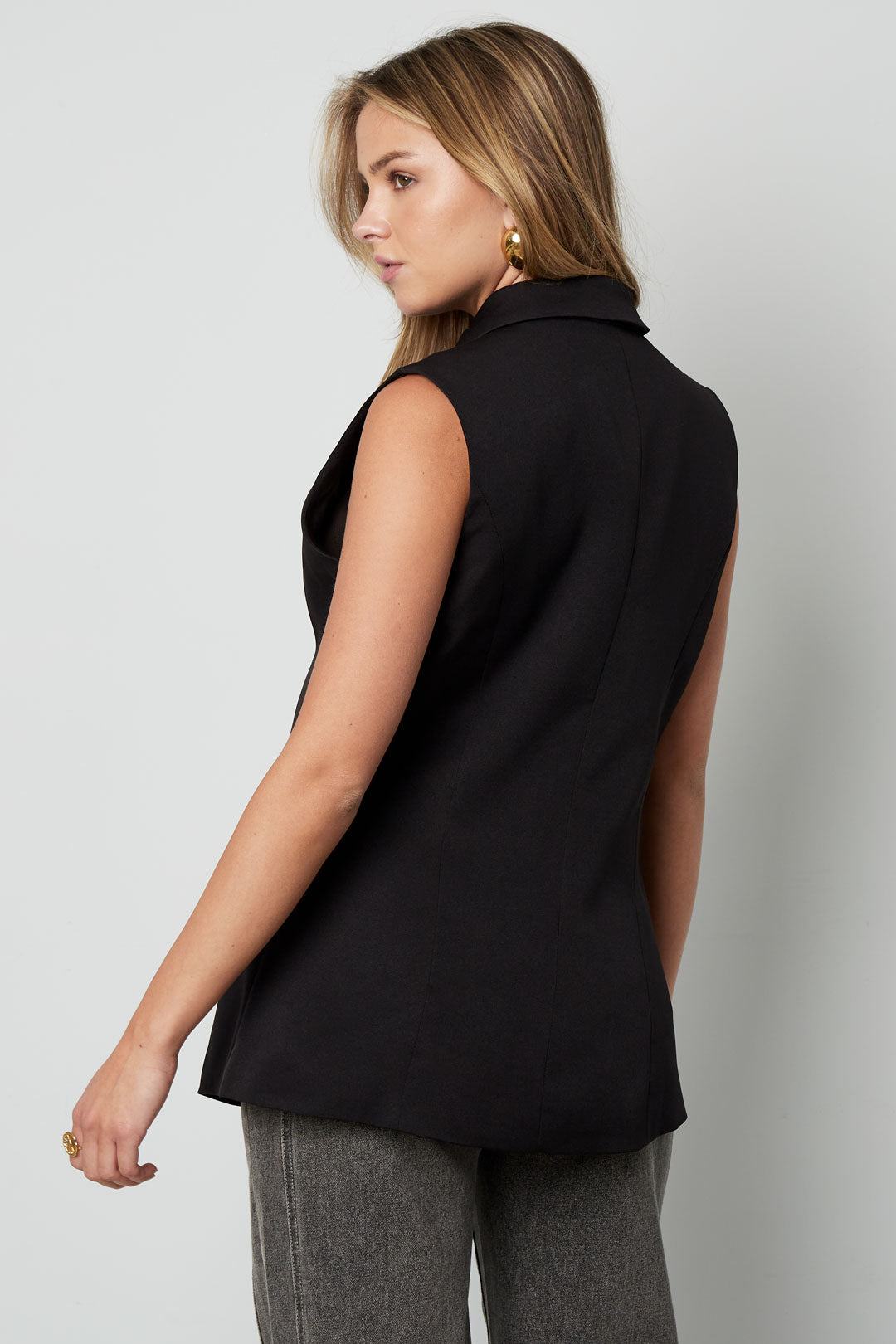 Blazer sans manches femme élégant – Violet ou noir – Printemps/Été
