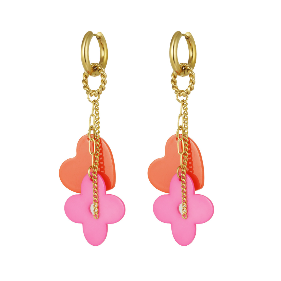 Boucles d'oreilles Fleur et Cœur