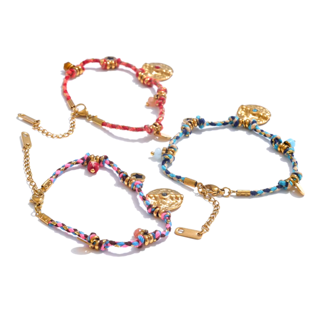 Bracelet Vintage Tressé à la Main en Acier Inoxydable pour Femme