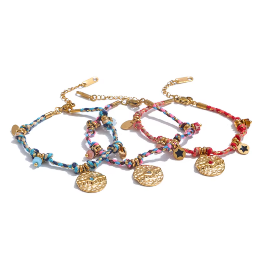 Bracelet Vintage Tressé à la Main en Acier Inoxydable Femme