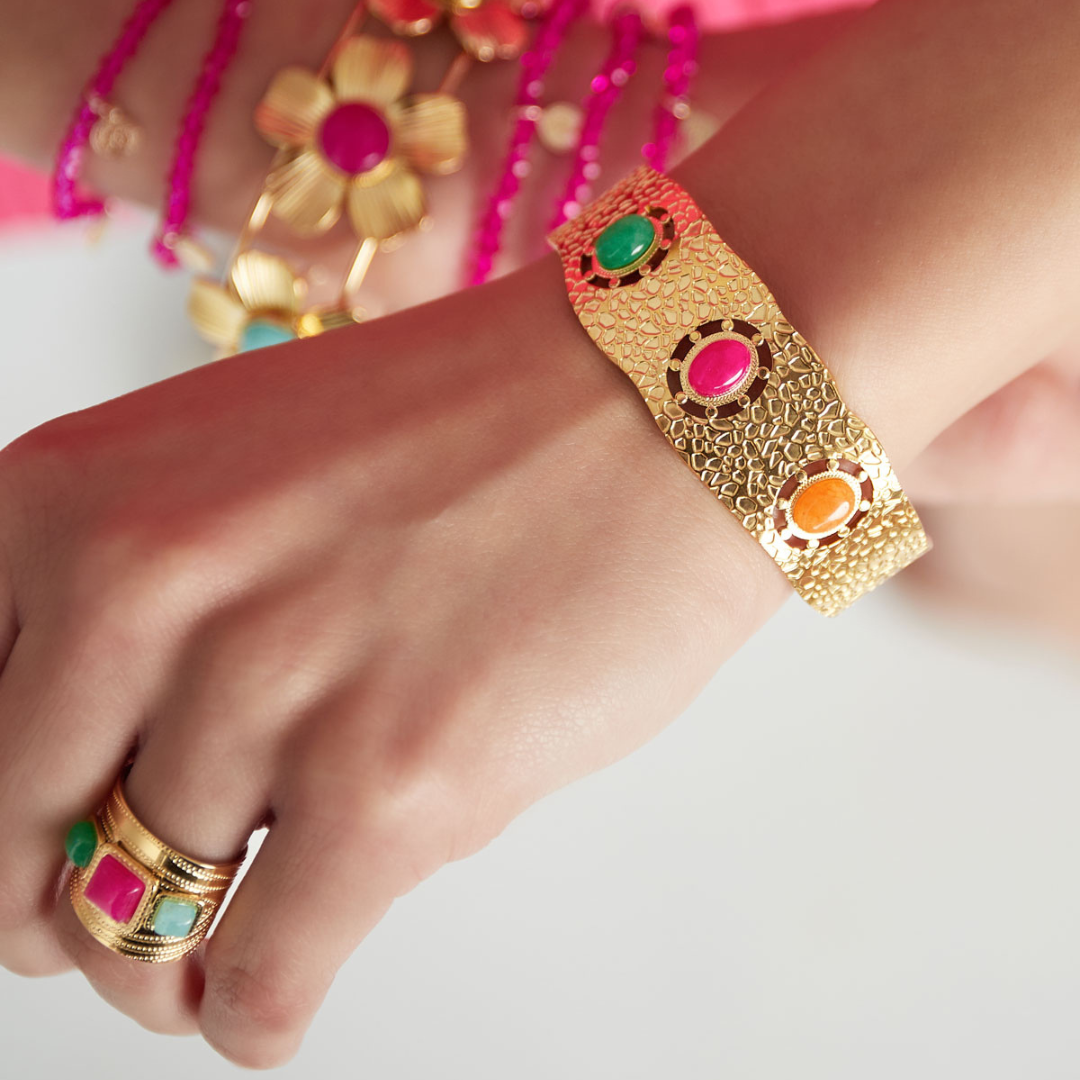 Bracelet bohème trois perles en acier inoxydable