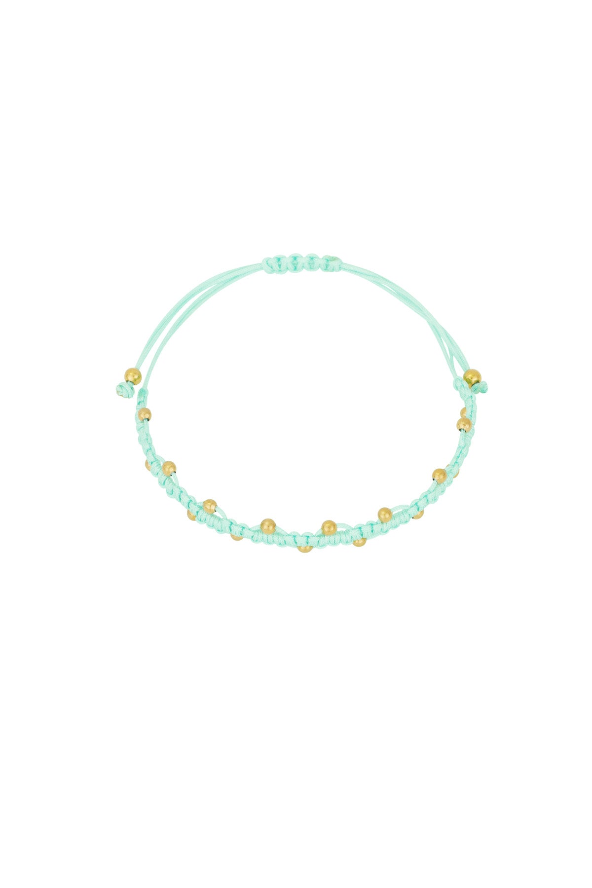 Bracelet cordon bleu perles dorées été