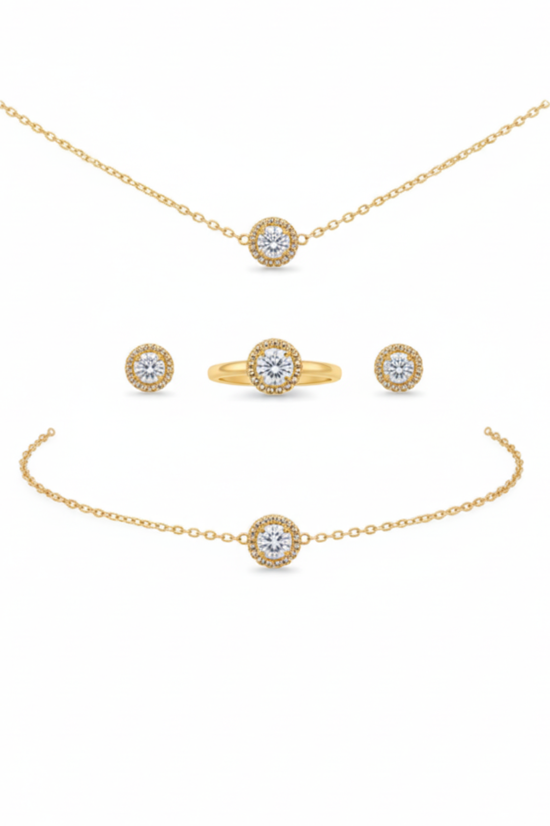 Coffret bijoux en acier inoxydable avec pendentif rond strass