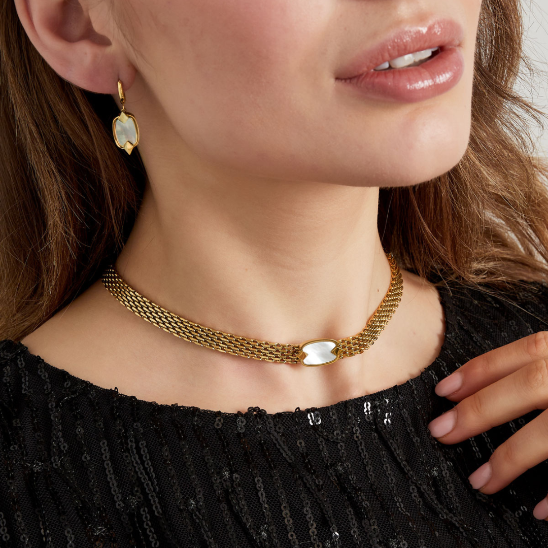 Collier maillons plats doré