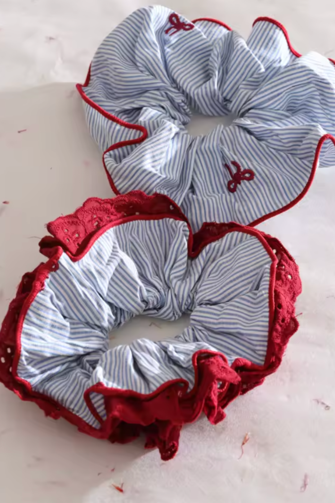 Élastique cheveux bleu rouge femme – rayé, grand format