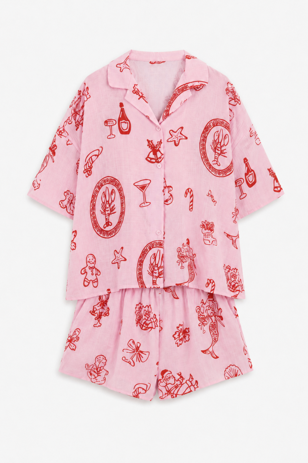 Ensemble chemise short rose