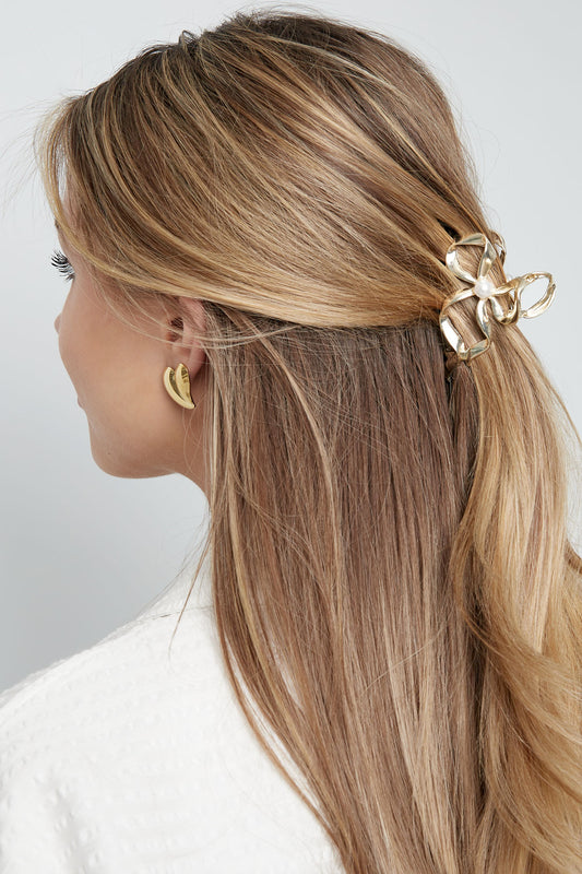 Pince à cheveux nœud doré avec perle