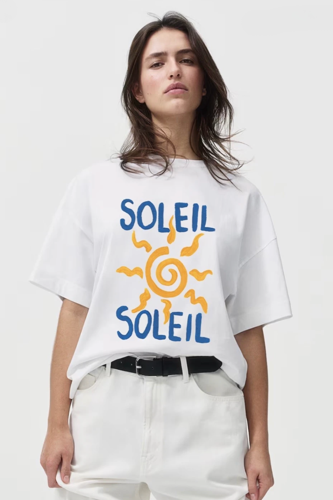 T-shirt en coton imprimé soleil