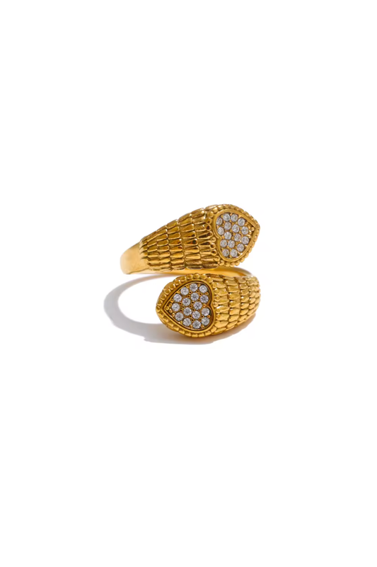 Bague Croco Zircon Dorée