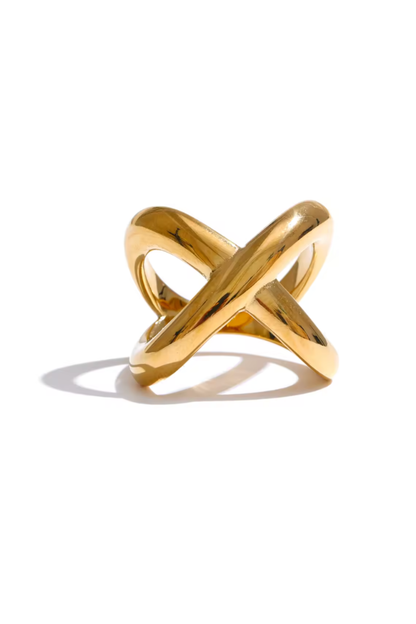 Bague Croisée Épure dorée