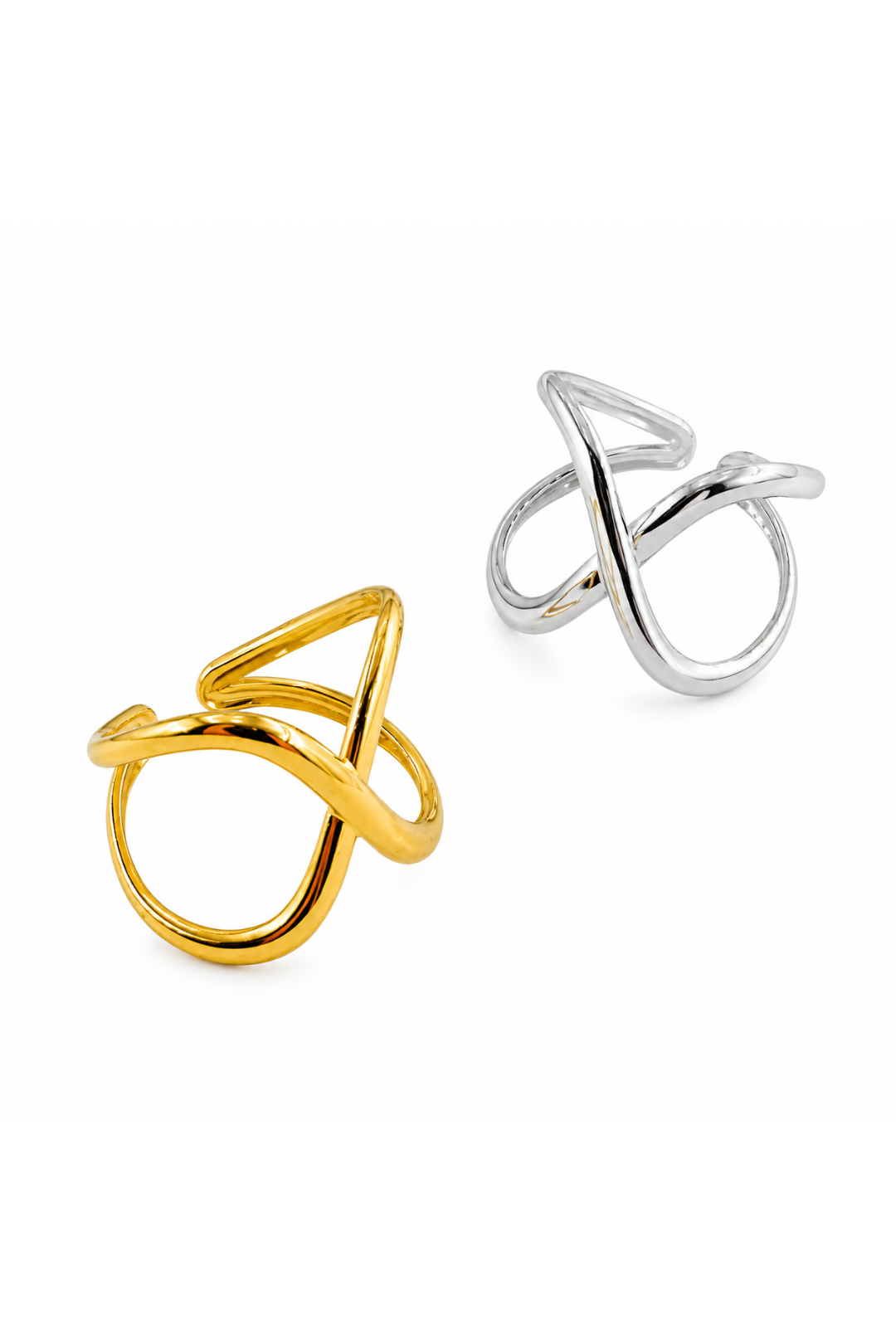 Bague Croisée Minimaliste en Acier Inoxydable