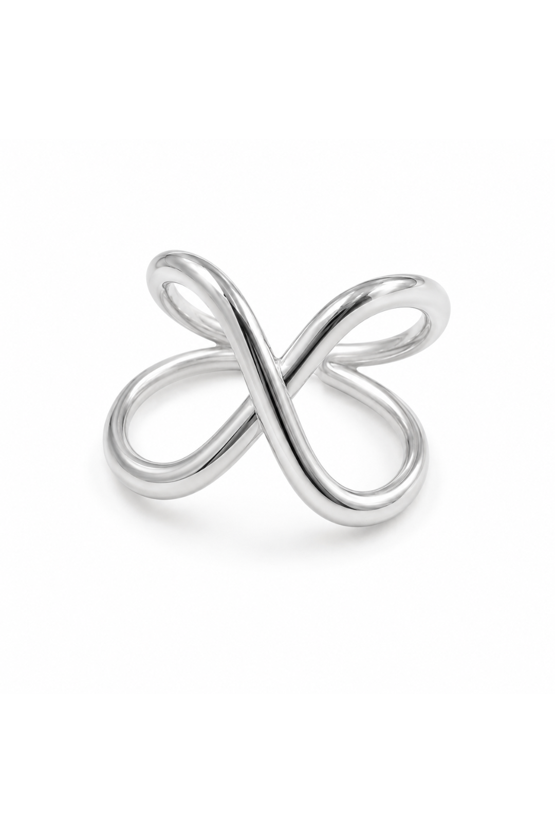 Bague Croisée Minimaliste en Acier Inoxydable argenté