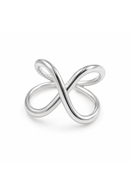 Bague Croisée Minimaliste en Acier Inoxydable argenté