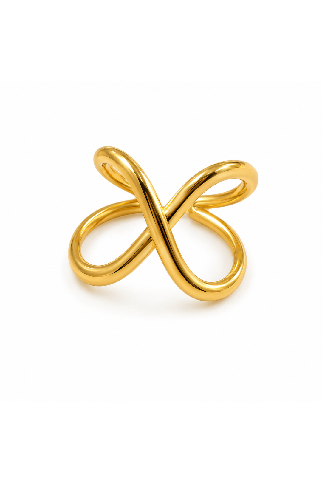 Bague Croisée Minimaliste en Acier Inoxydable doré