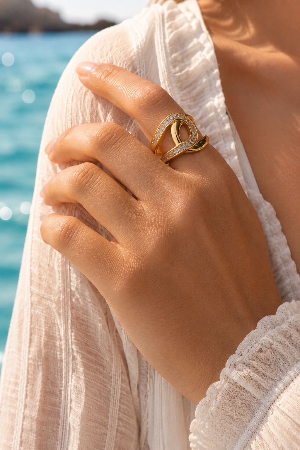 Bague Dorée Strass