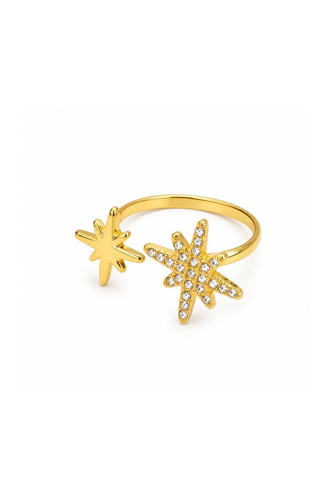 Bague Étoiles Ajustable Dorée en Acier Inoxydable