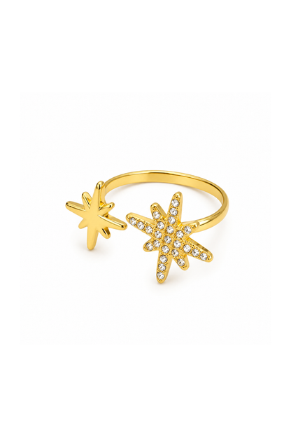 Bague Étoiles Ajustable Dorée en Acier Inoxydable