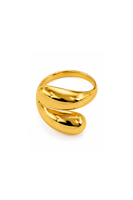 Bague Goutte Dorée en Acier Inoxydable
