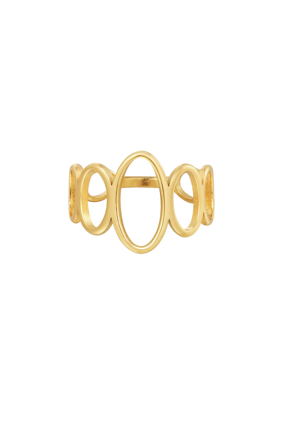 Bague Ovale Ajourée Dorée – Acier Inoxydable