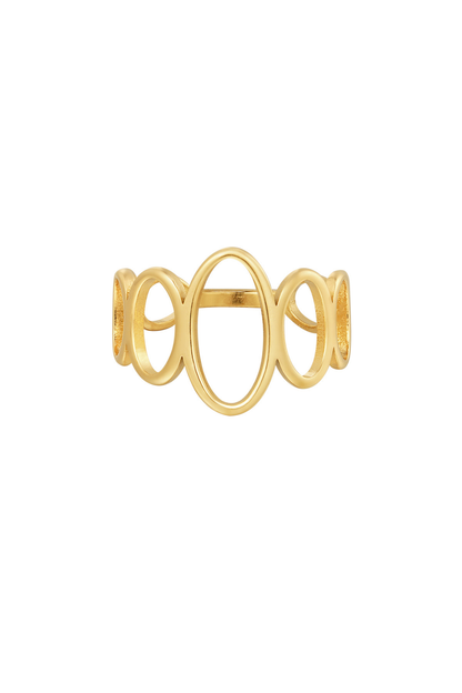 Bague Ovale Ajourée Dorée – Acier Inoxydable