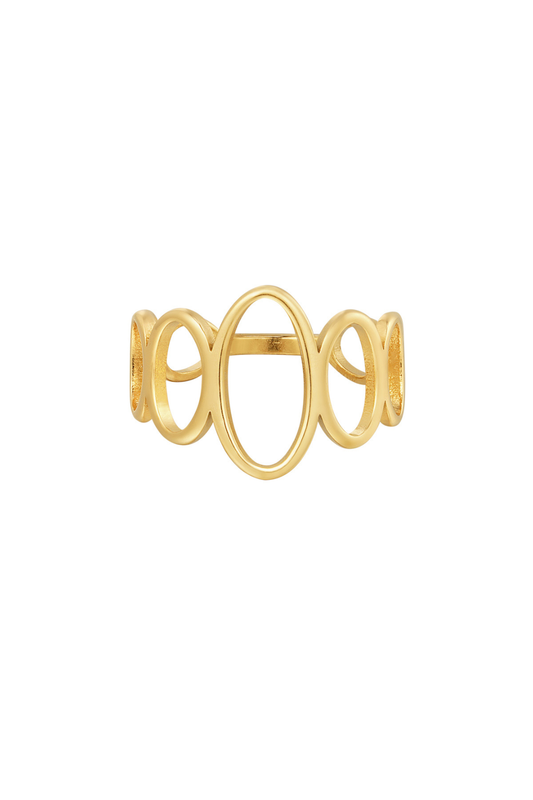 Bague Ovale Ajourée Dorée – Acier Inoxydable
