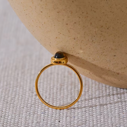 Bague Pierre Naturelle pour Femme en Acier Inoxydable