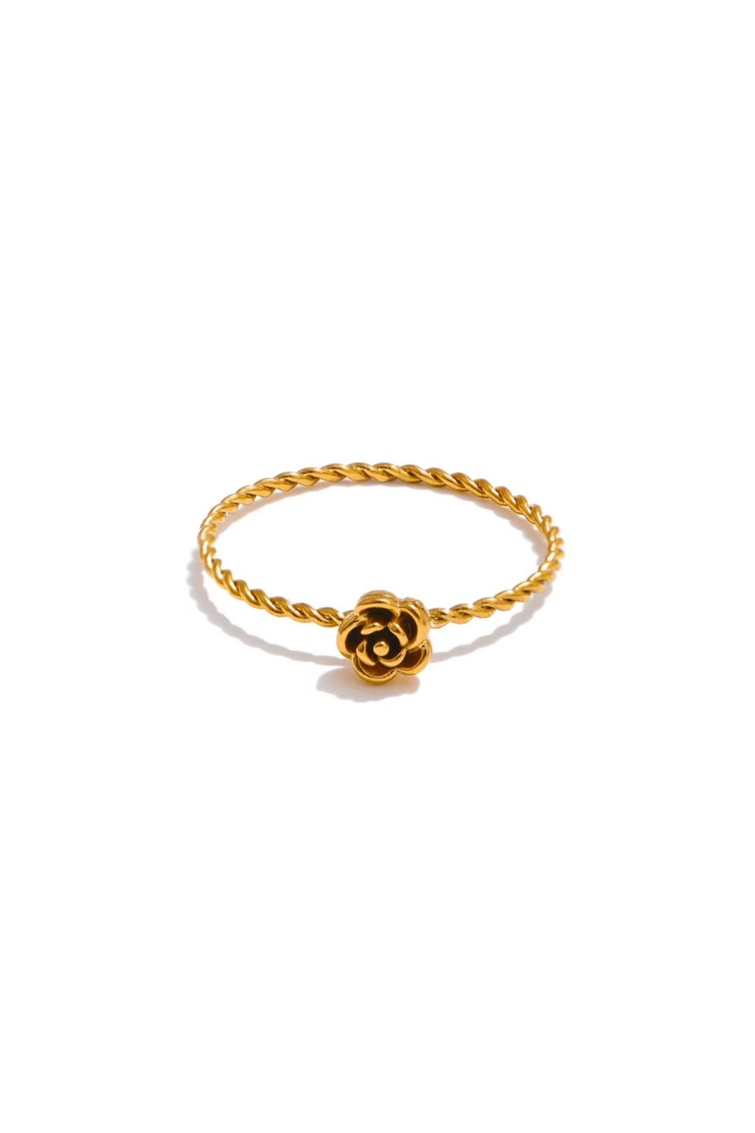 Bague Rose Dorée en Acier Inoxydable