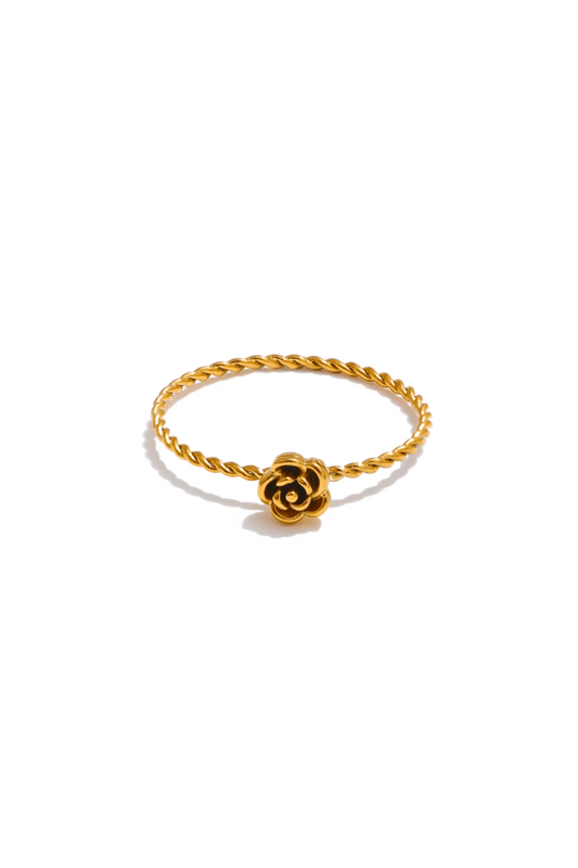 Bague Rose Dorée en Acier Inoxydable