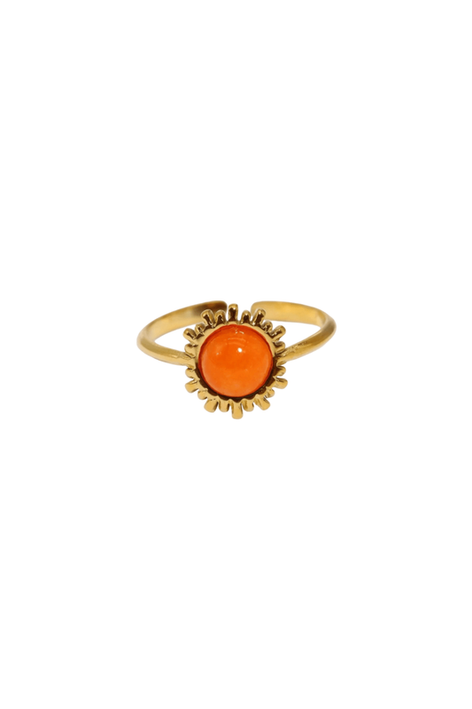 Bague Soleil Orange en Acier Inoxydable