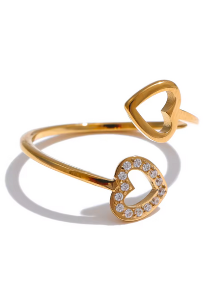 Bague cœur ouverte réglable en acier inoxydable