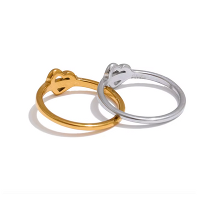Bague d'amour chic en acier inoxydable
