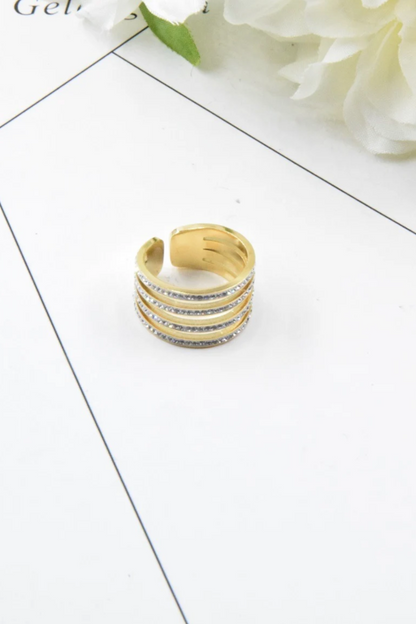 Bague dorée en acier inoxydable femme