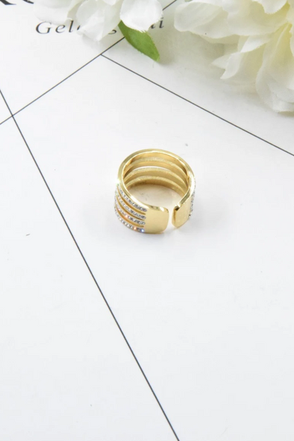 Bague dorée en acier inoxydable femme