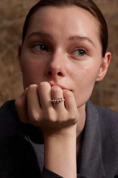 Bague dorée réglable femme en acier inoxydable