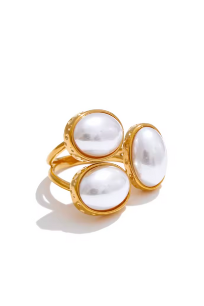 Bague en acier inoxydable avec pierre naturelle