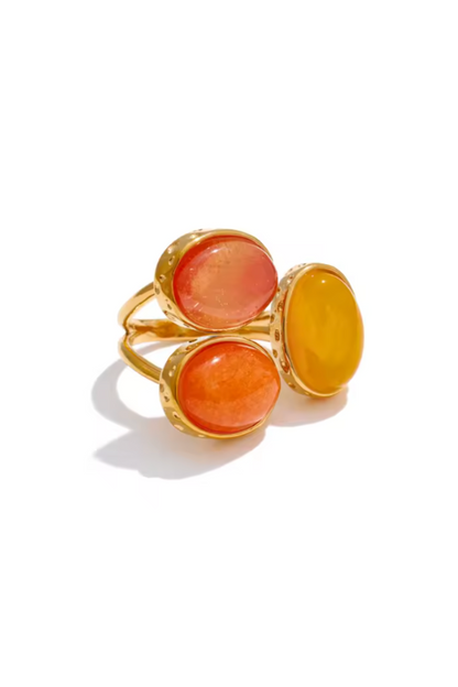 Bague en acier inoxydable avec pierre naturelle