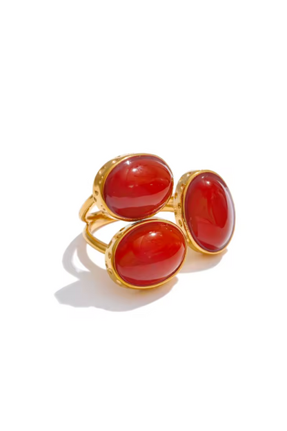 Bague en acier inoxydable avec pierre naturelle