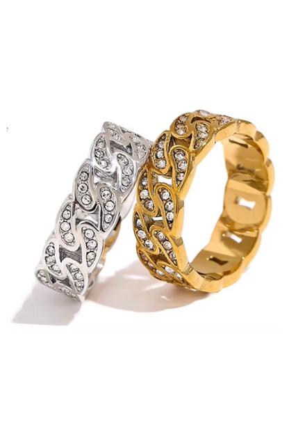 Bague en acier inoxydable zircon