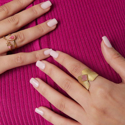 Bague feuilles avec pierre diamant