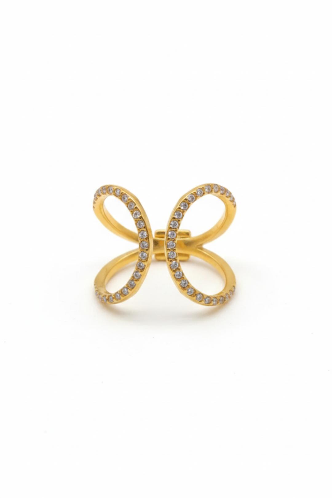 Bague ouverte dorée en acier inoxydable réglable