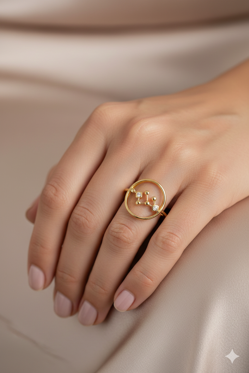 Bague signe Lion en acier inoxydable doré